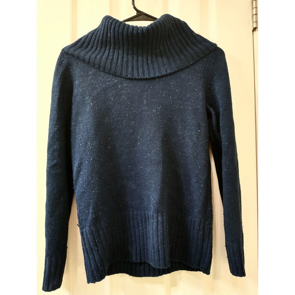Faded Glory Navy Blue Sparkly Cowl Neck Sweater